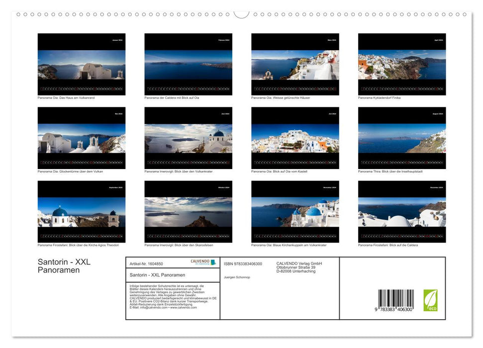 Santorin - XXL Panoramen (CALVENDO Premium Wandkalender 2024)