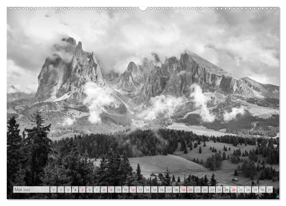 Mountain Pixels Rêves de montagne noirs et blancs (Calvendo Premium Wall Calendar 2024) 