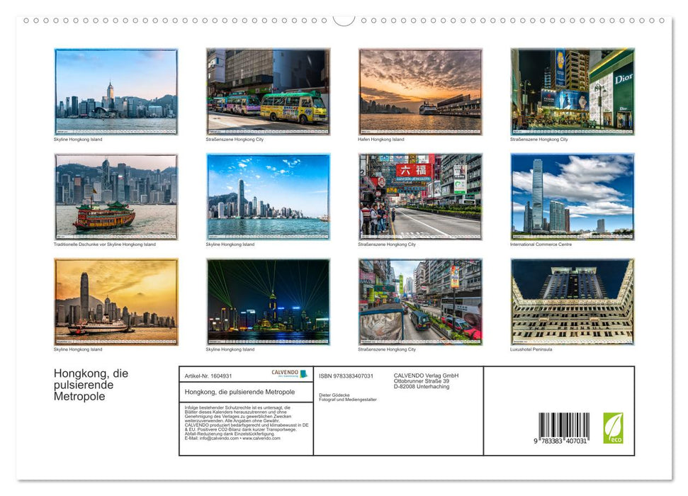 Hong Kong, la métropole palpitante (Calvendo Premium Wall Calendar 2024) 