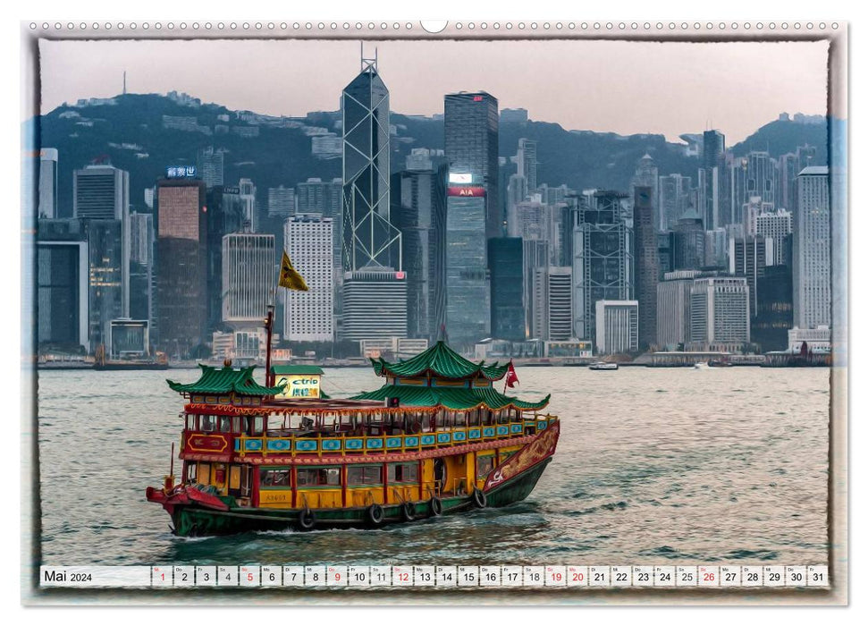Hongkong, die pulsierende Metropole (CALVENDO Premium Wandkalender 2024)
