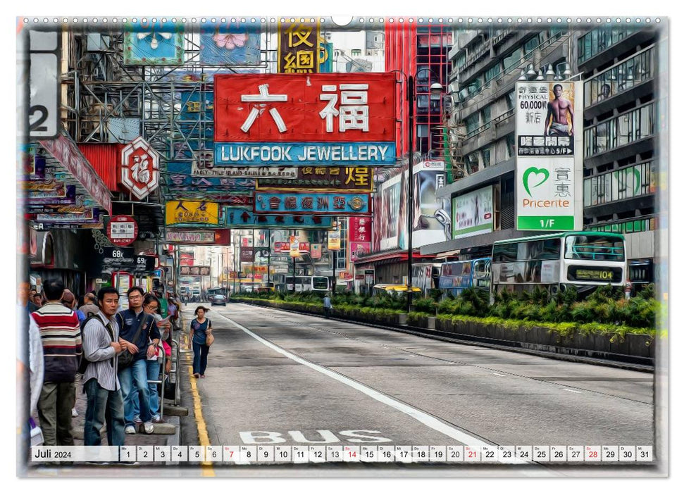 Hongkong, die pulsierende Metropole (CALVENDO Premium Wandkalender 2024)