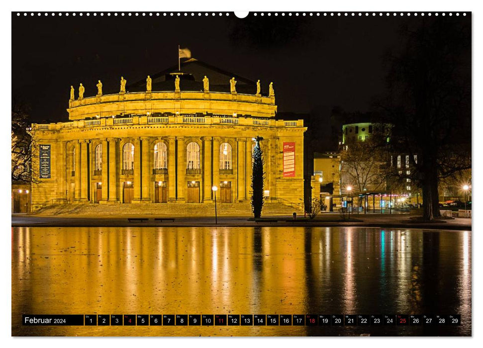 Stuttgart - Blue City Lights (CALVENDO wall calendar 2024) 