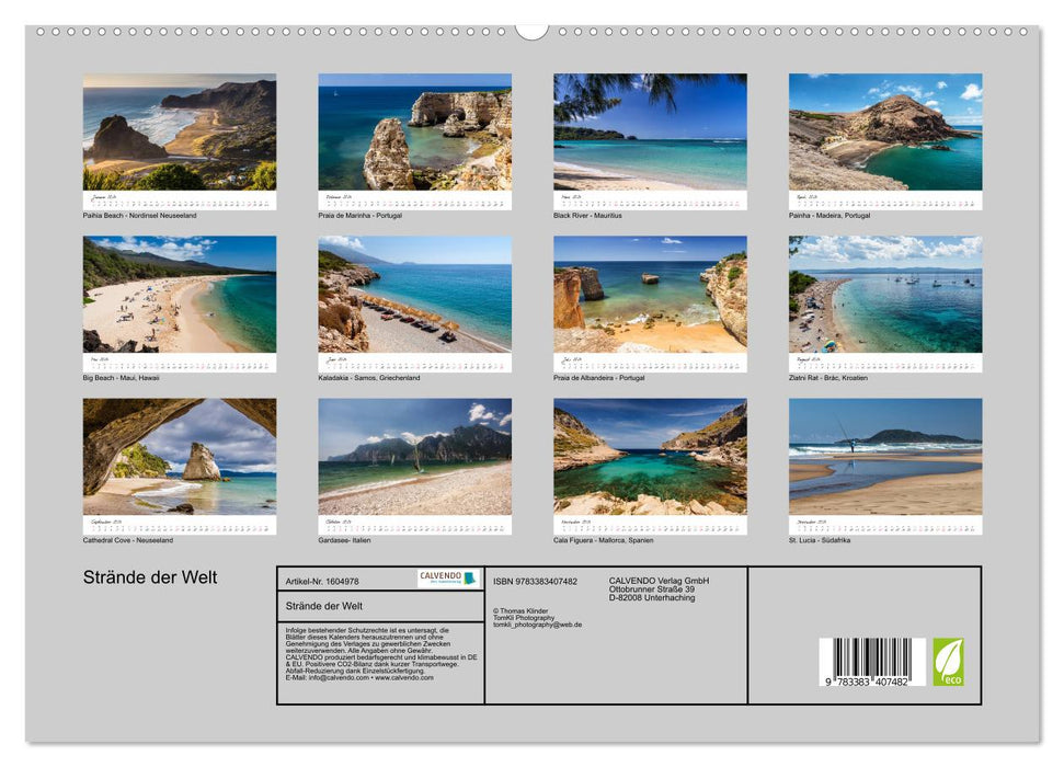 Beaches of the World (CALVENDO Premium Wall Calendar 2024) 