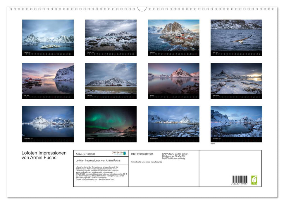 Lofoten impressions by Armin Fuchs (CALVENDO wall calendar 2024) 