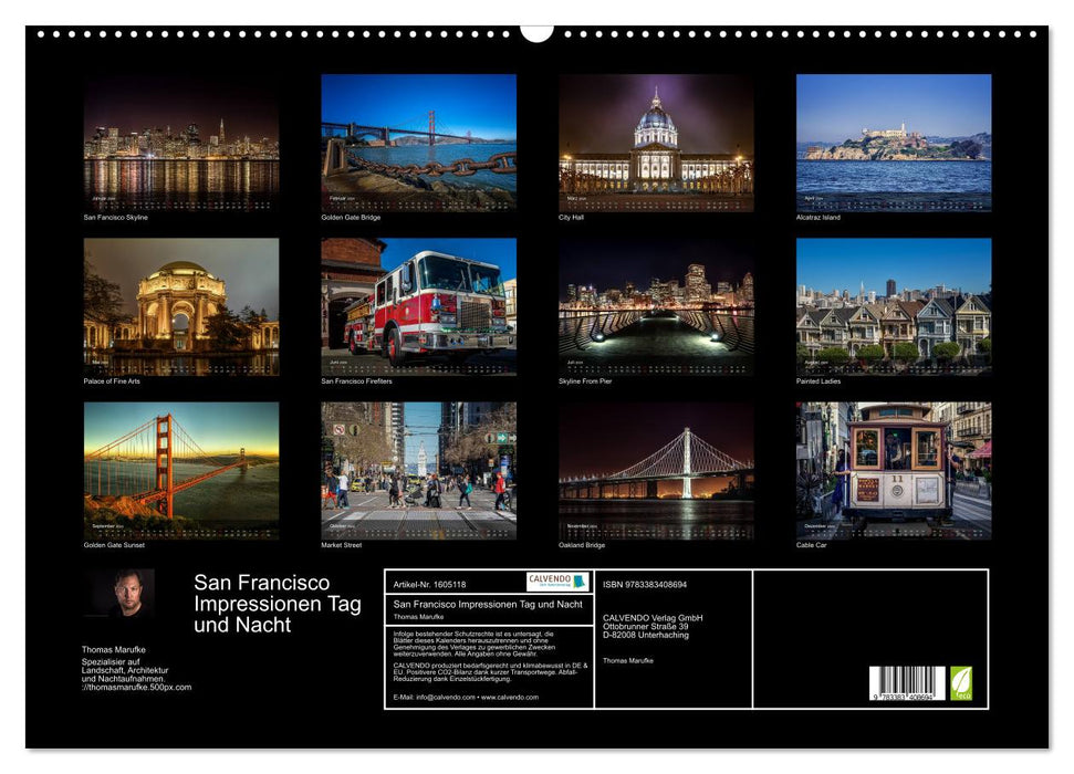 San Francisco Impressionen Tag und Nacht (CALVENDO Wandkalender 2024)