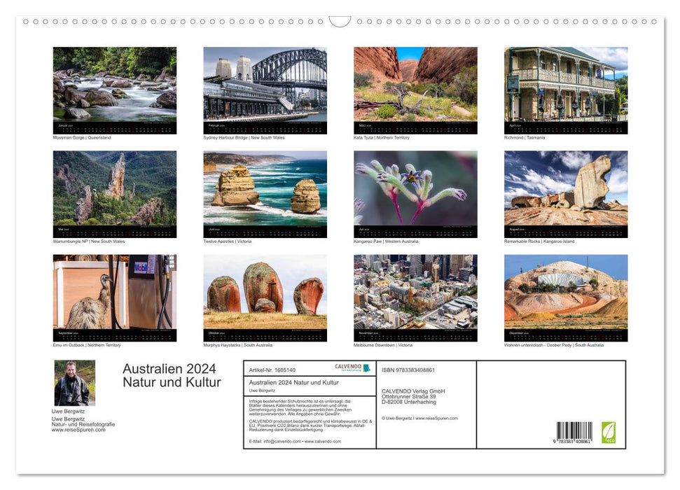 Australien 2024 Natur und Kultur (CALVENDO Wandkalender 2024)