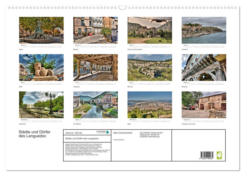 France - Cities and Villages of Languedoc-Roussillon (CALVENDO Wall Calendar 2024) 