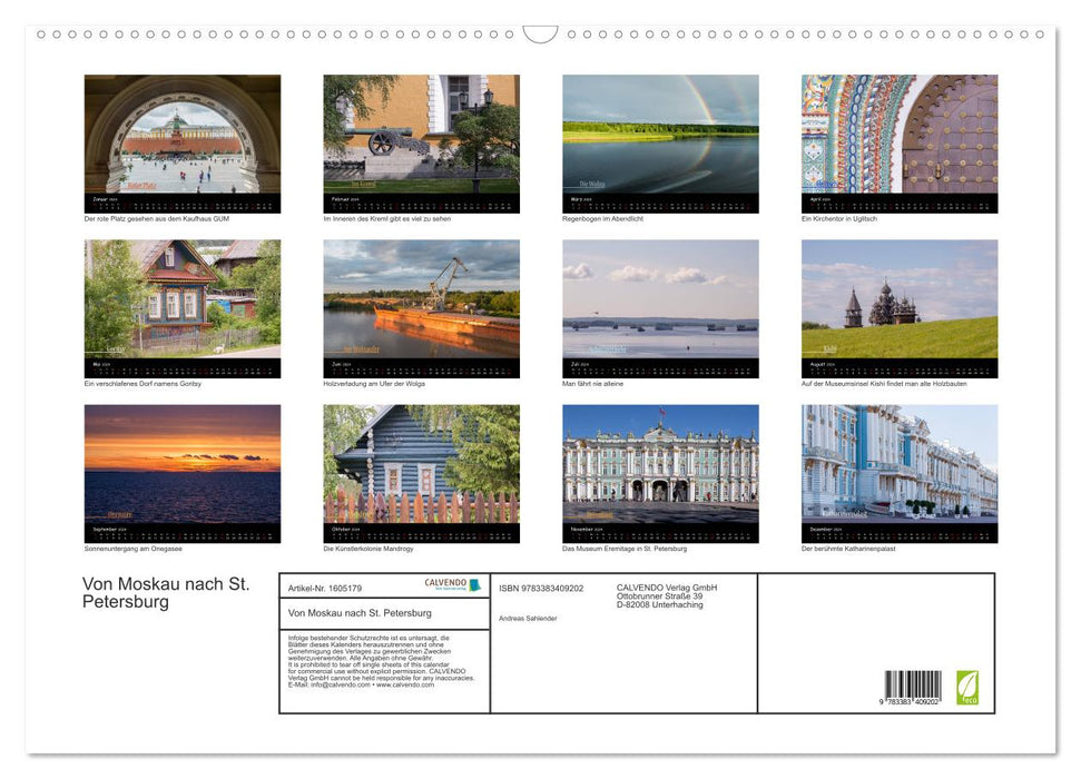 From Moscow to St. Petersburg (CALVENDO wall calendar 2024) 