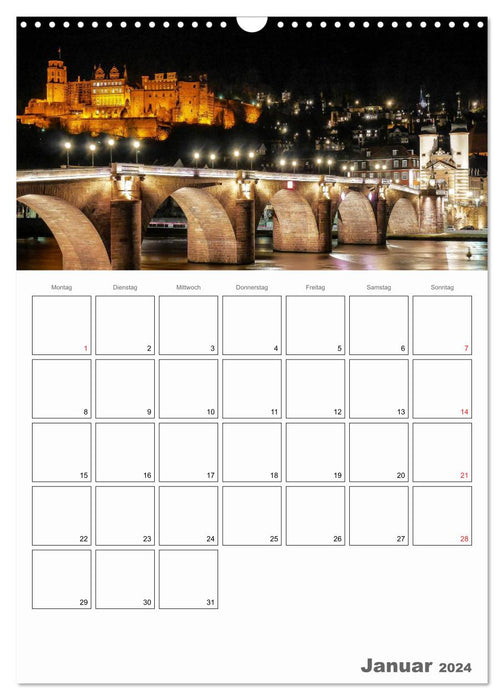 Nuit dans les villes allemandes (calendrier mural CALVENDO 2024) 