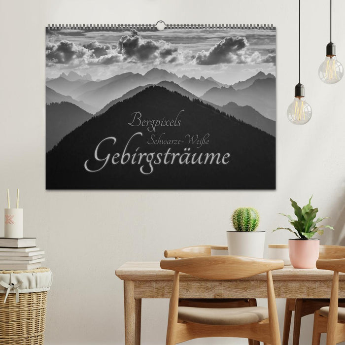 Bergpixels Schwarz-Weiße Gebirgsträume (CALVENDO Wandkalender 2024)