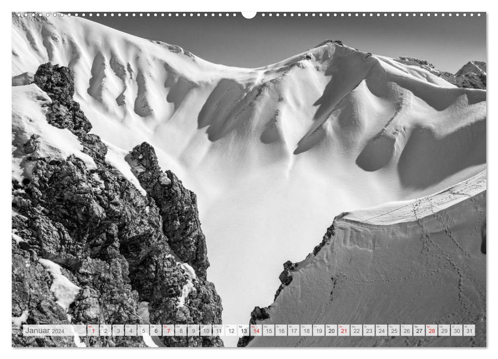 Mountain Pixels Rêves de montagne noirs et blancs (Calvendo Wall Calendar 2024) 
