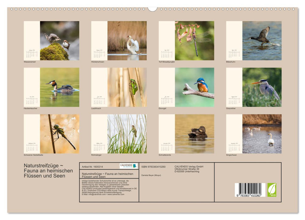 Naturstreifzüge. Fauna an heimischen Flüssen und Seen (CALVENDO Premium Wandkalender 2024)