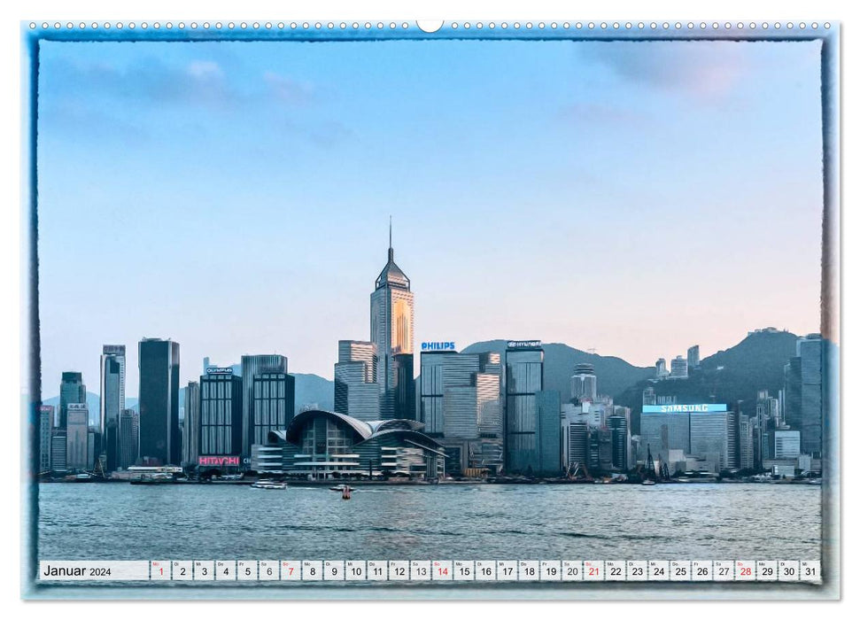 Hongkong, die pulsierende Metropole (CALVENDO Wandkalender 2024)