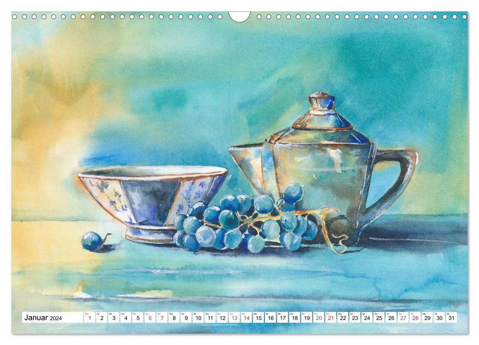 Still life watercolors (CALVENDO wall calendar 2024) 