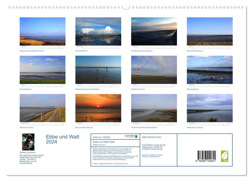 Low tide and mudflats 2024. Impressions from the North Sea coast (CALVENDO Premium Wall Calendar 2024) 