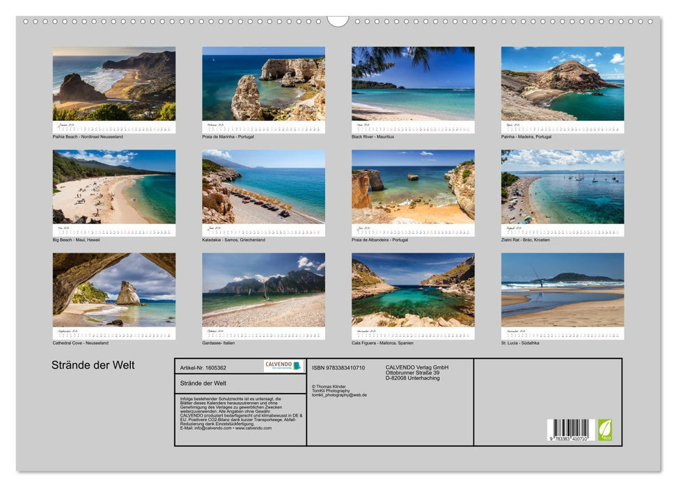Beaches of the World (CALVENDO Wall Calendar 2024) 