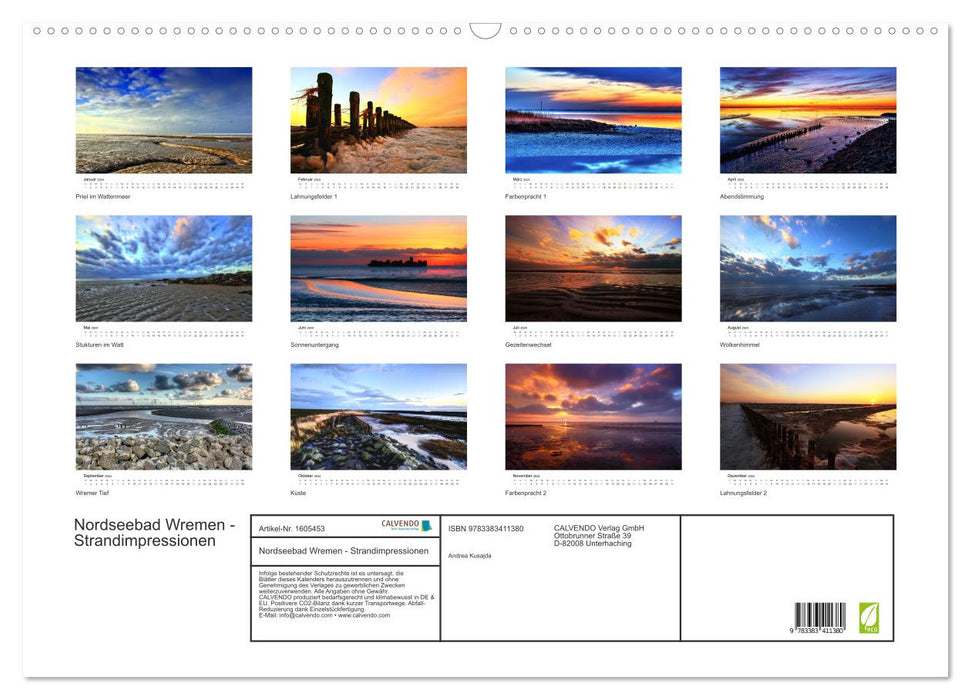North Sea resort of Wremen - beach impressions (CALVENDO wall calendar 2024) 