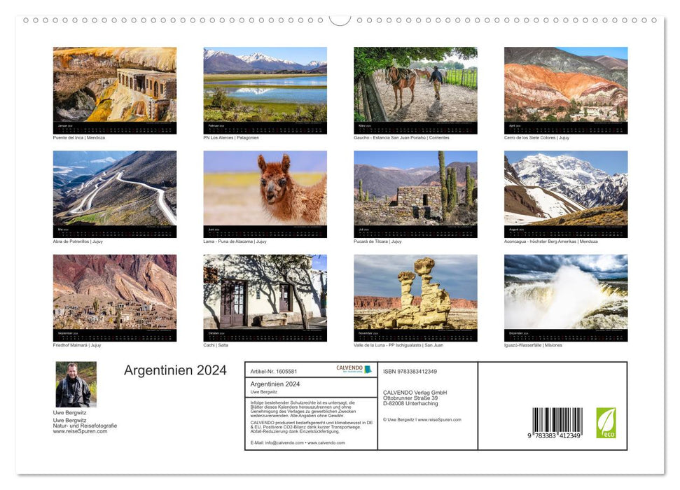 Argentine, Gauchos - Andes - Cascades (Calvendo Premium Wall Calendar 2024) 