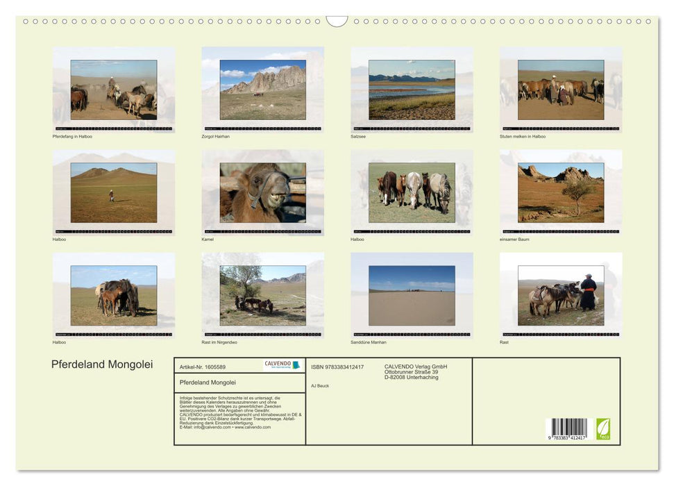 Pays du cheval Mongolie (calendrier mural CALVENDO 2024) 