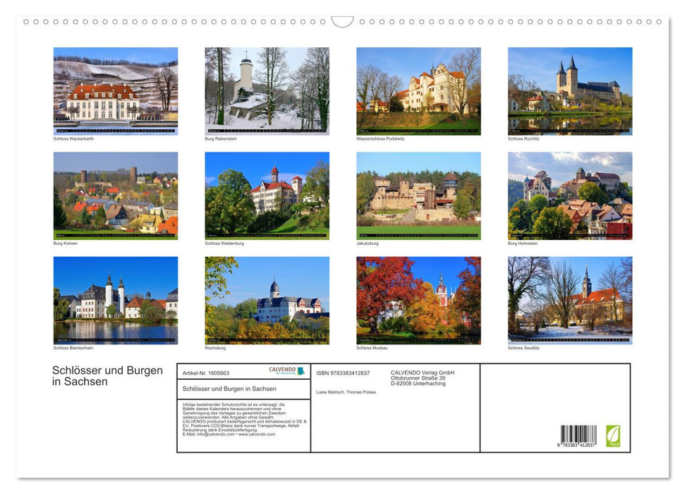 Palaces and castles in Saxony (CALVENDO wall calendar 2024) 