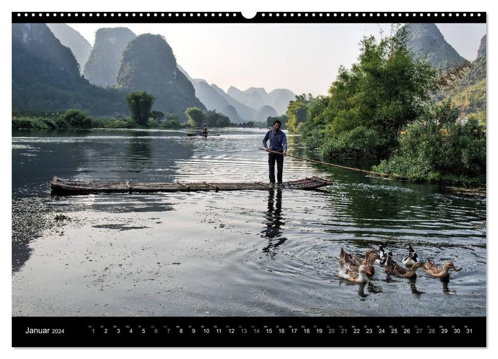 CHINE - Montagnes Magiques sur la Rivière du Dragon (Calvendo Premium Wall Calendar 2024) 