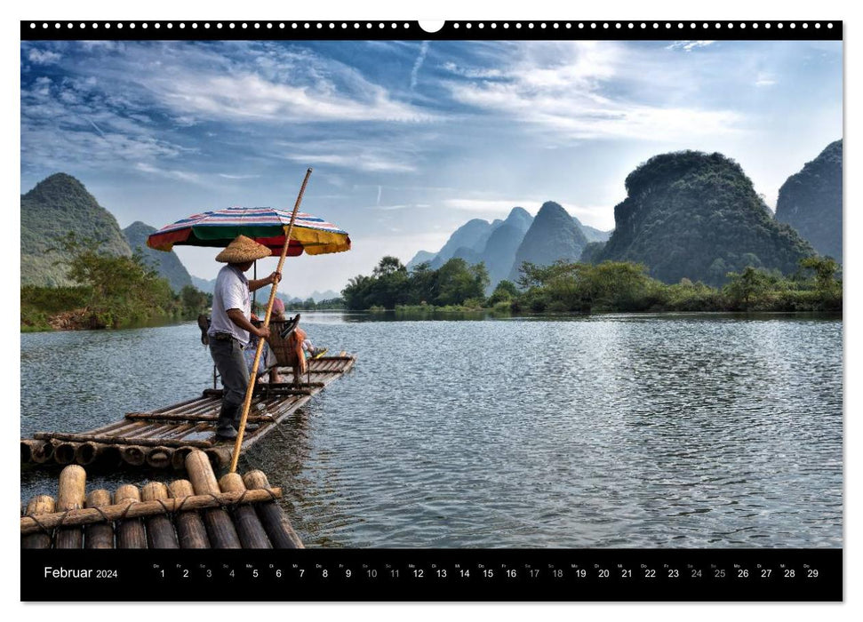 CHINE - Montagnes Magiques sur la Rivière du Dragon (Calvendo Premium Wall Calendar 2024) 