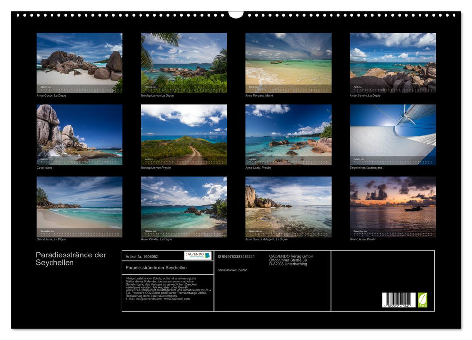 Paradise beaches of the Seychelles (CALVENDO wall calendar 2024) 