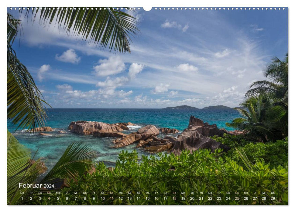 Paradiesstrände der Seychellen (CALVENDO Wandkalender 2024)