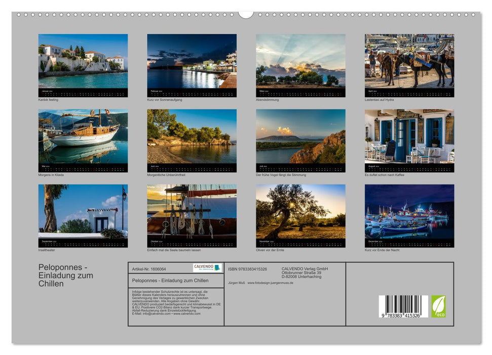 Peloponnese - Invitation to chill out (CALVENDO Premium Wall Calendar 2024) 