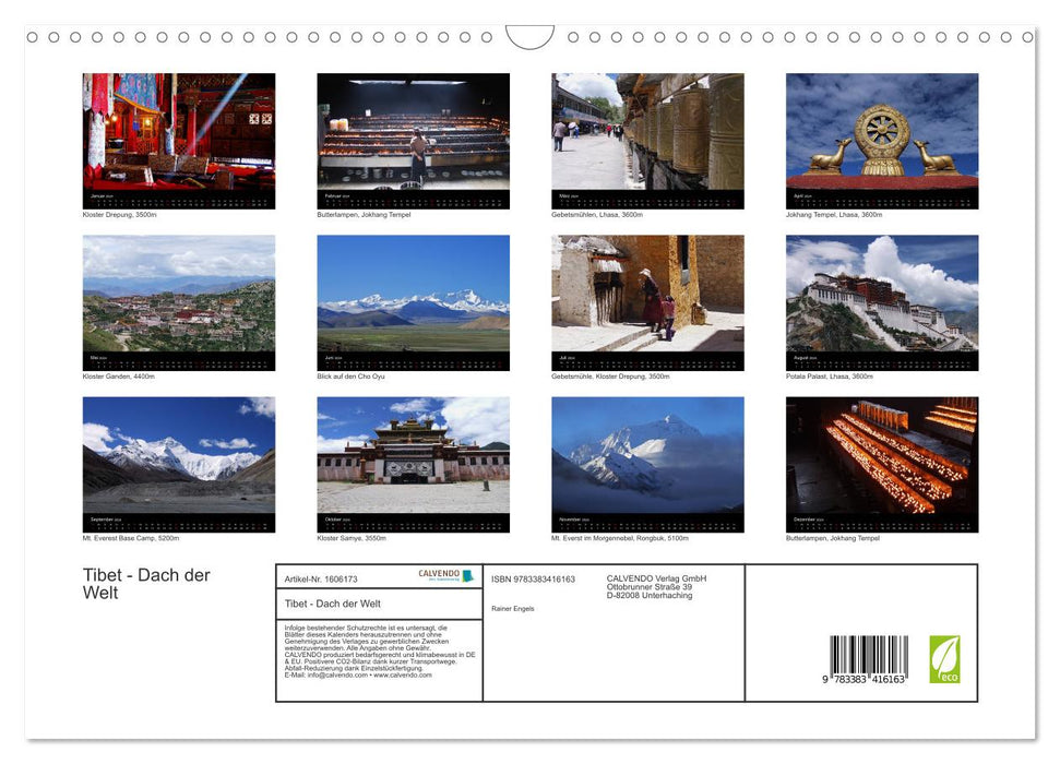 Tibet - Toit du Monde (Calendrier mural CALVENDO 2024) 