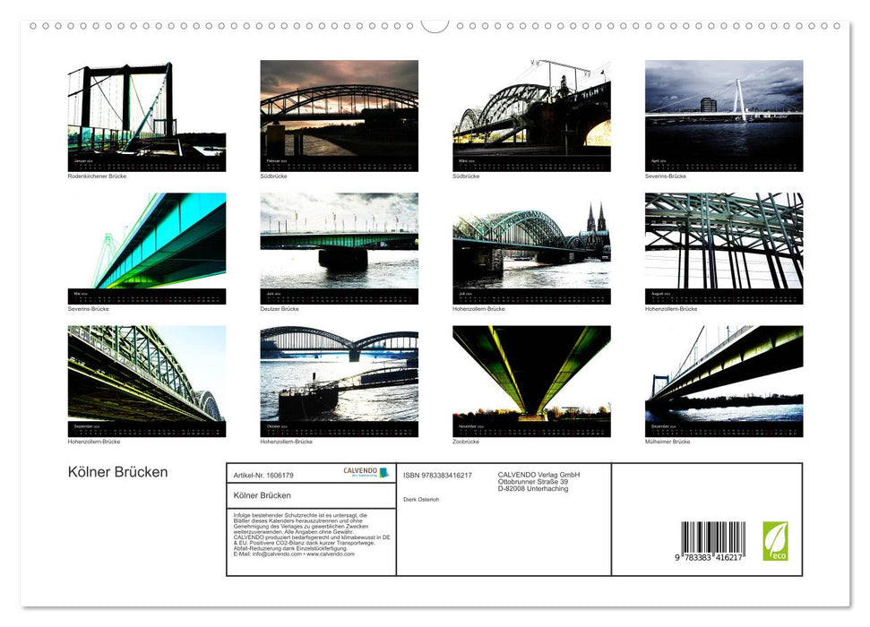 Kölner Brücken (CALVENDO Premium Wandkalender 2024)
