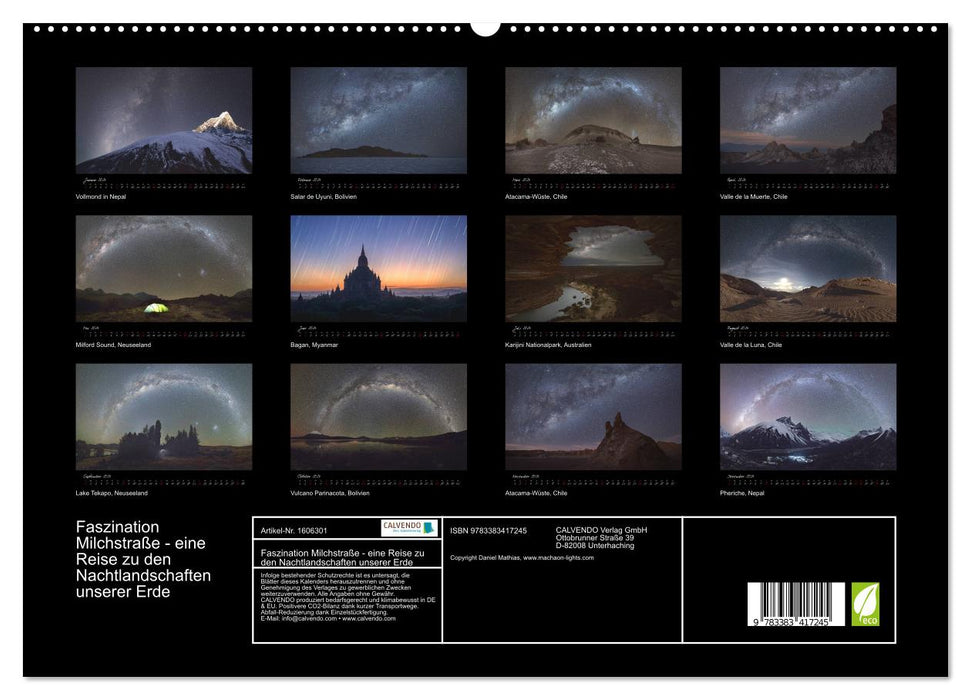 Fascination with the Milky Way - a journey to the night landscapes of our earth (CALVENDO Premium Wall Calendar 2024) 