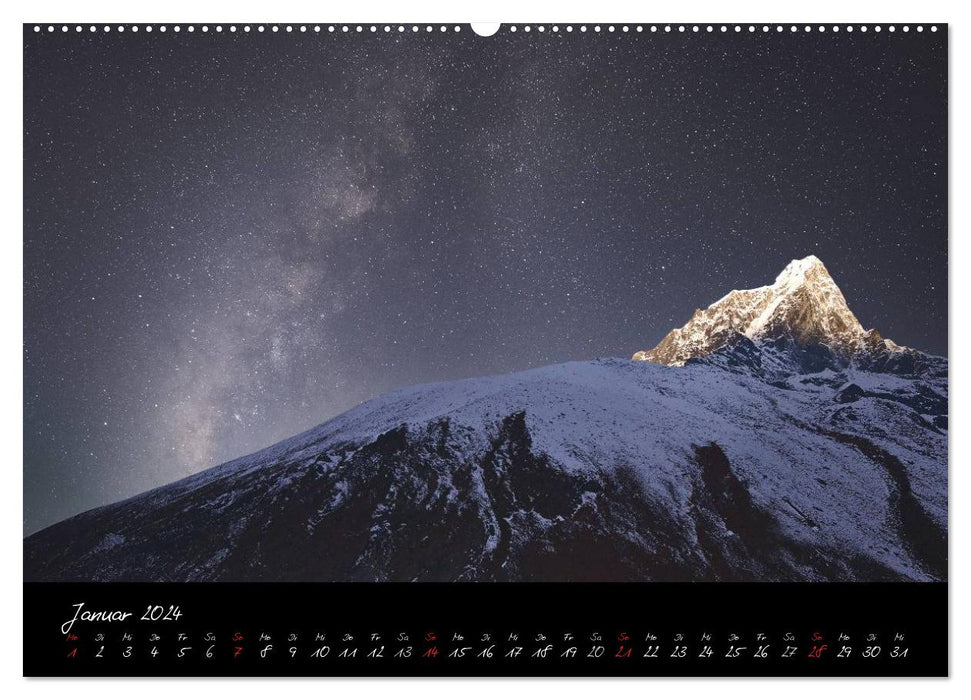 Fascination pour la Voie Lactée - un voyage vers les paysages nocturnes de notre terre (Calendrier mural CALVENDO Premium 2024) 