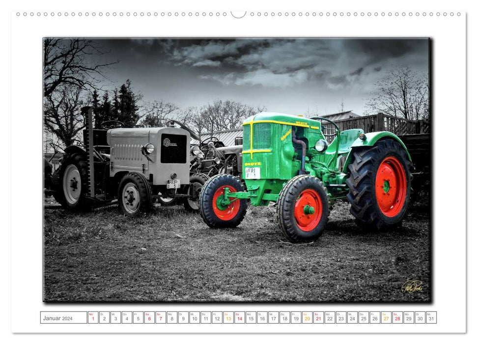 Oldtimer - nostalgische Traktoren und Lastwagen (CALVENDO Wandkalender 2024)
