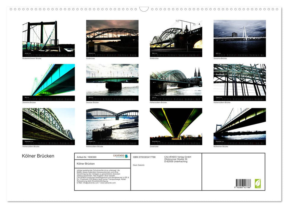 Cologne Bridges (CALVENDO wall calendar 2024) 