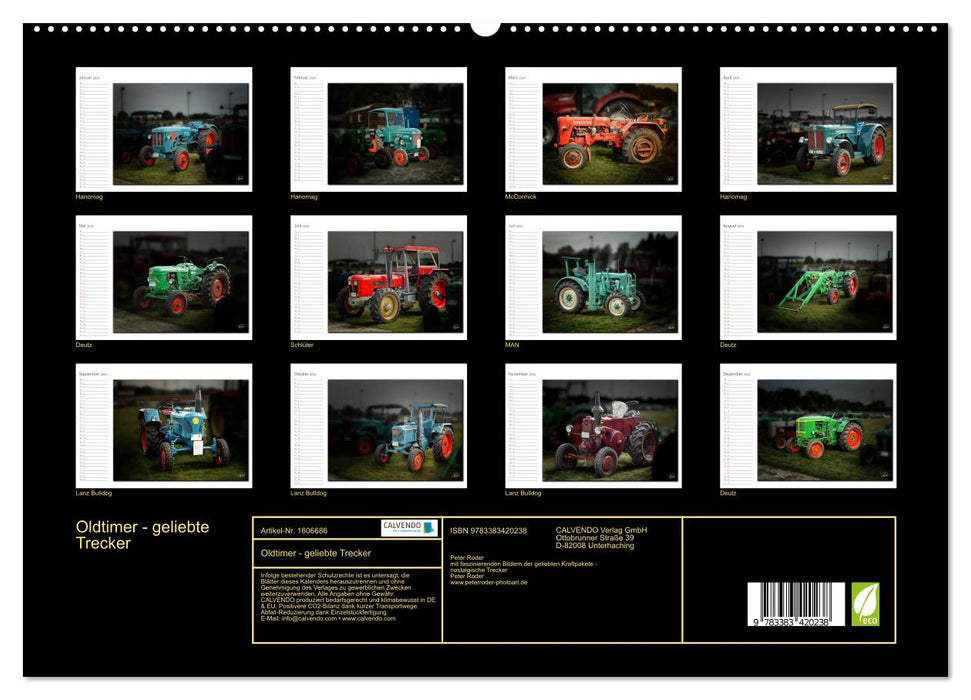 Classic cars - beloved tractors (CALVENDO Premium Wall Calendar 2024) 