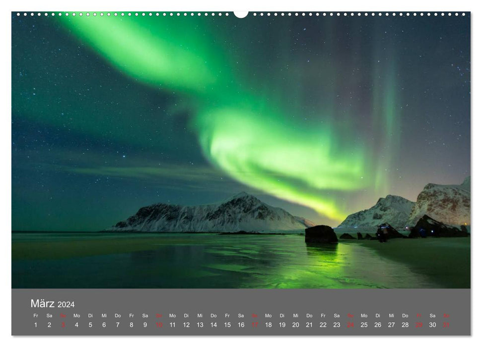 Lofoten - Northern Lights and Evening Light (CALVENDO Wall Calendar 2024) 