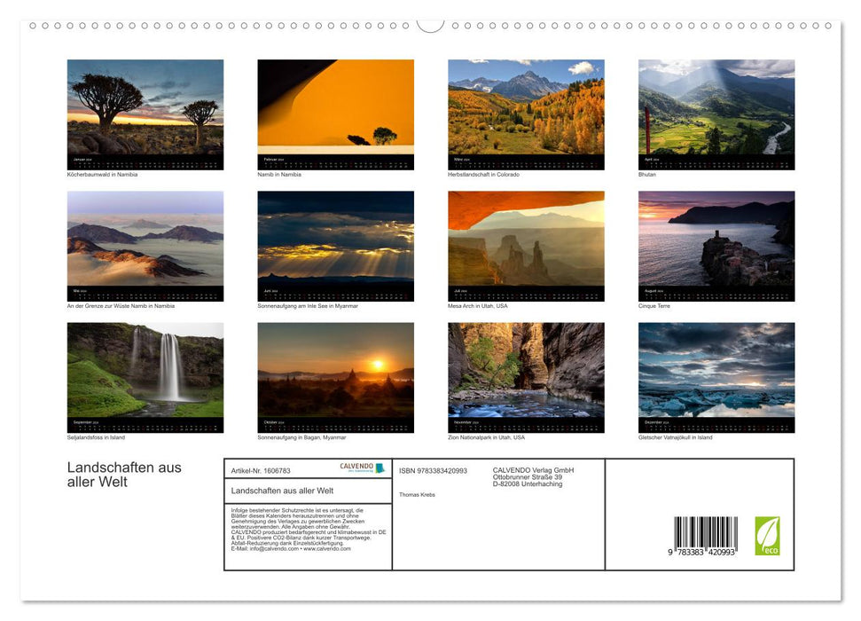 Landschaften aus aller Welt (CALVENDO Premium Wandkalender 2024)