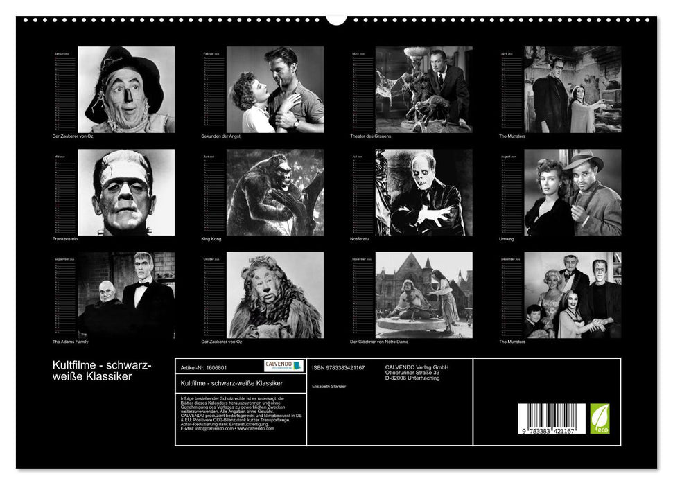 Kultfilme - schwarz-weiße Klassiker (CALVENDO Premium Wandkalender 2024)