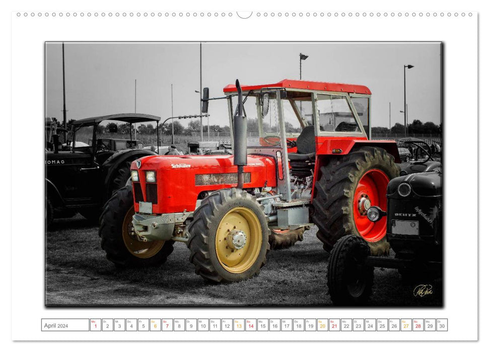 Vintage cars - nostalgic tractors (CALVENDO Premium Wall Calendar 2024) 