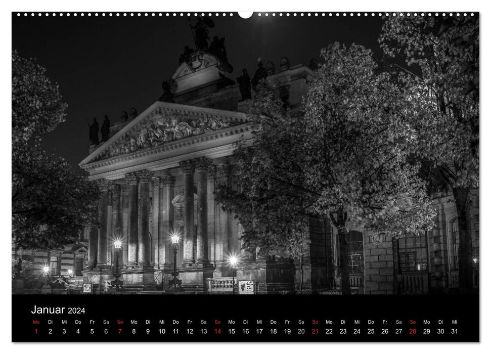 Dresden - Florence on the Elbe at night (CALVENDO Premium Wall Calendar 2024) 