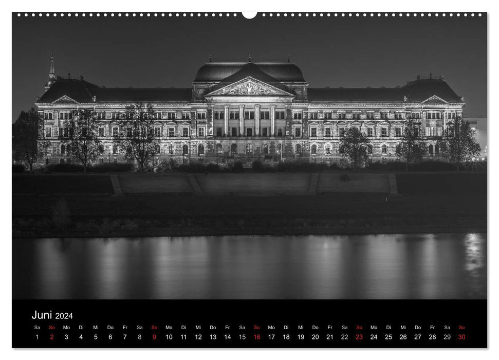 Dresden - Elbflorenz bei Nacht (CALVENDO Premium Wandkalender 2024)