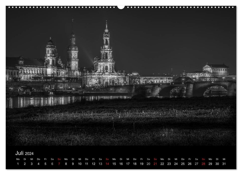 Dresden - Elbflorenz bei Nacht (CALVENDO Premium Wandkalender 2024)