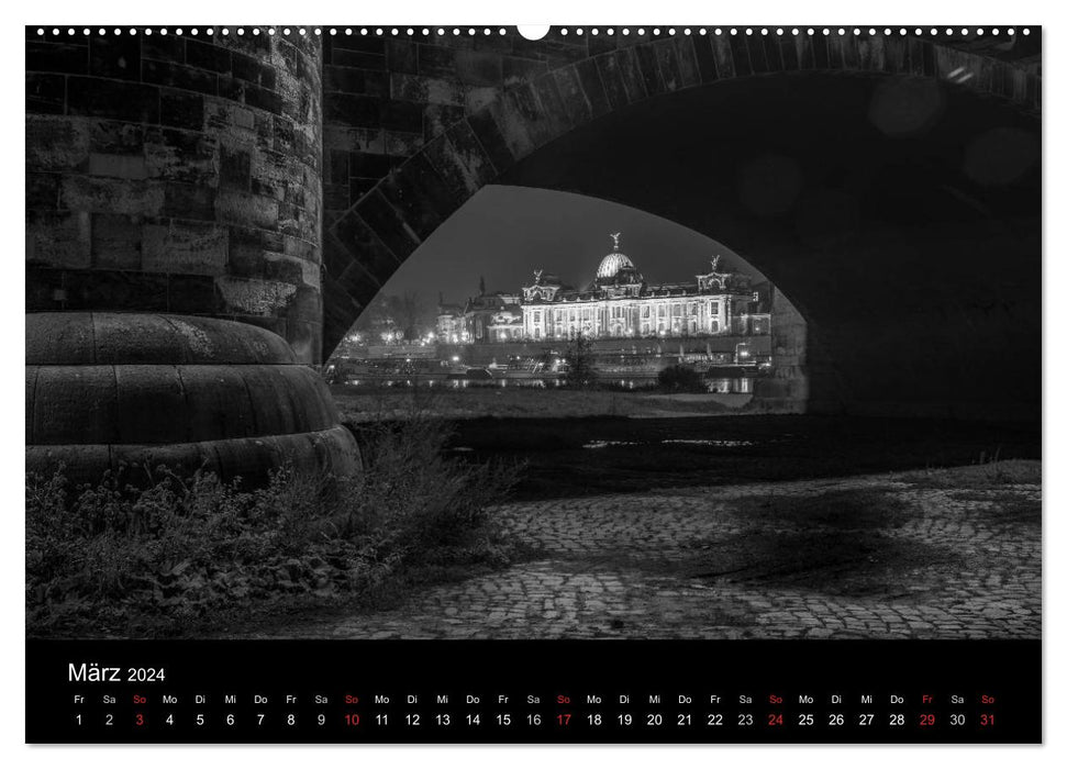 Dresden - Florence on the Elbe at night (CALVENDO wall calendar 2024) 