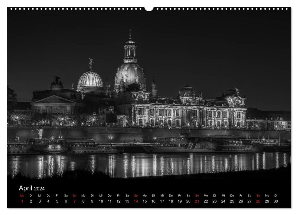 Dresden - Elbflorenz bei Nacht (CALVENDO Wandkalender 2024)