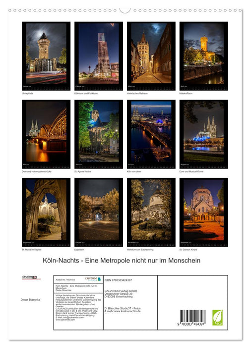 Cologne at night - a metropolis not only in the moonlight (CALVENDO Premium Wall Calendar 2024) 