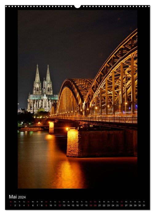 Cologne at night - a metropolis not only in the moonlight (CALVENDO Premium Wall Calendar 2024) 
