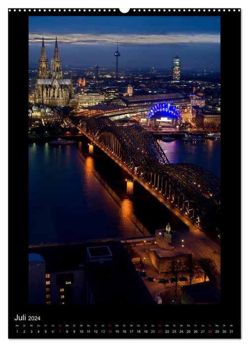 Köln-Nachts - Eine Metropole nicht nur im Mondschein (CALVENDO Premium Wandkalender 2024)