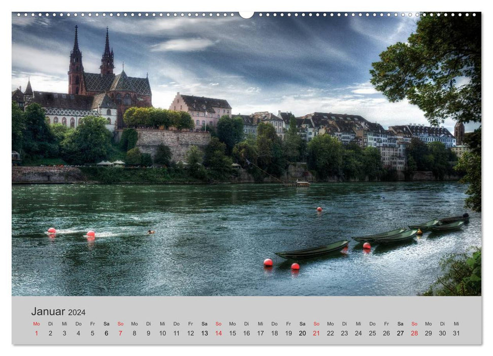 Basel, a city on the Rhine (CALVENDO Premium Wall Calendar 2024) 