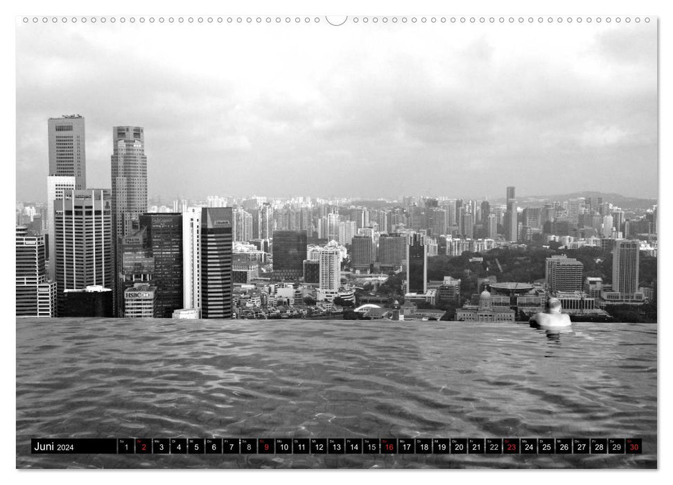 Singapore - Impressions in black and white (CALVENDO Premium Wall Calendar 2024) 
